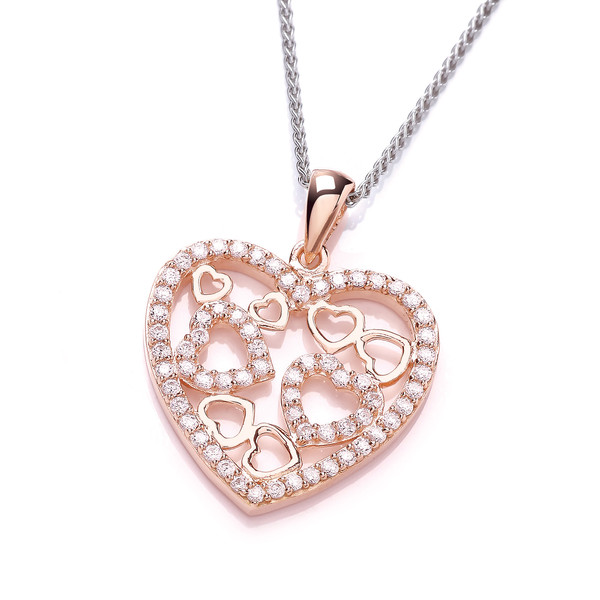 Rose Gold and Cubic Zirconia Heart Pendant without chain