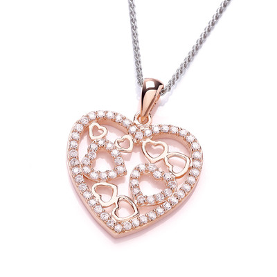 Rose Gold and Cubic Zirconia Heart Pendant