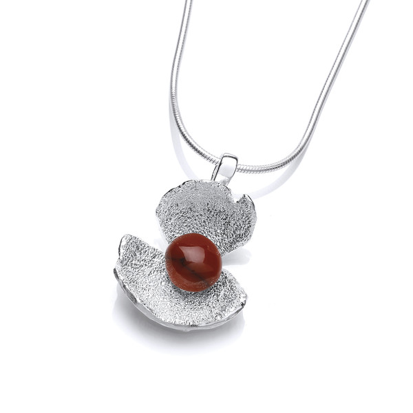 Red Jasper and Silver Crocus Pendant with 16-18 silver chain