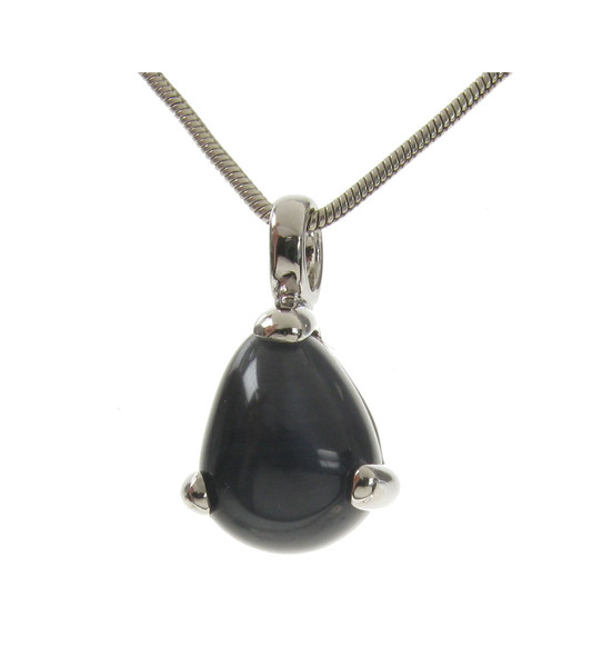 Sterling Silver and Grey Cats Eye Tiny Teardrop Pendant without Chain