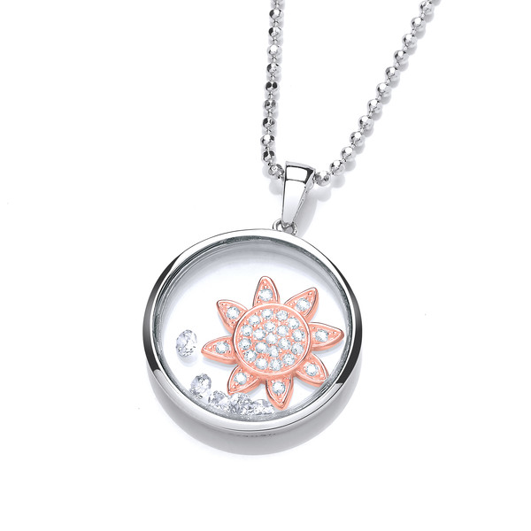 Celestial Rose Gold Rising Sun Pendant without Chain