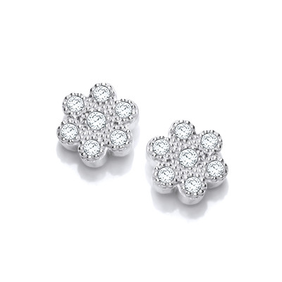 Silver and Cubic Zirconia Petal Earrings