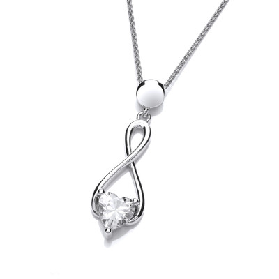 Silver and Cubic Zirconia Heart Celtic Twist Pendant