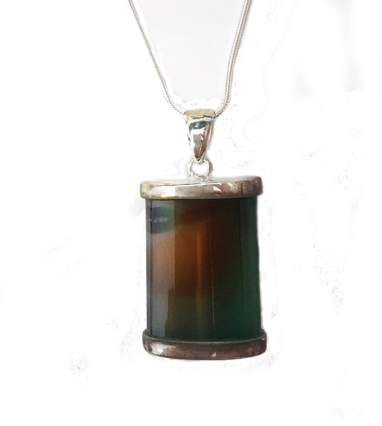 Silver and Green Agate Pendant without Chain