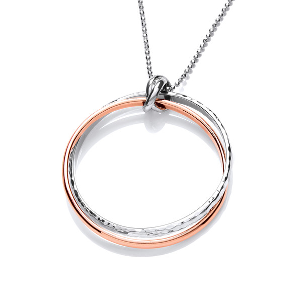 Sterling Silver and Copper Double Ring Pendant without Chain