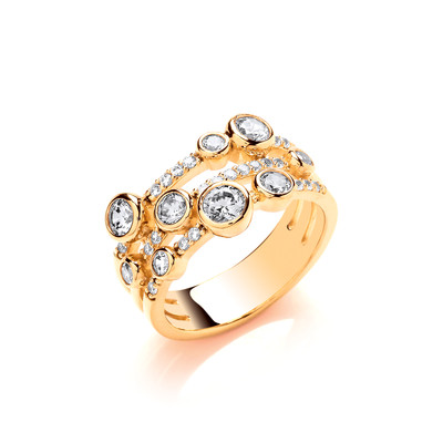 Silver, CZ and Gold Vermeil Bubbled Ring