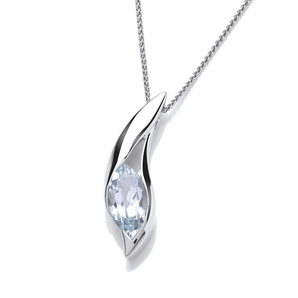 Silver & Cubic Zirconia 'Surfs Up' Pendant without Chain
