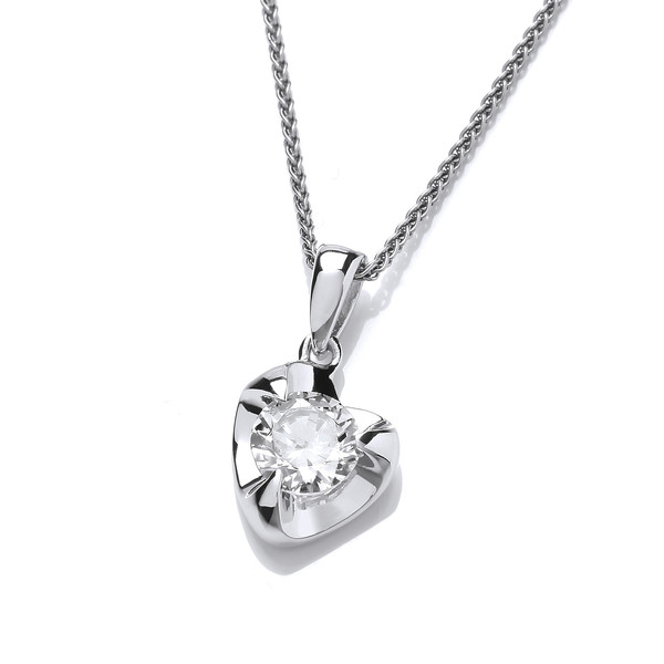 Silver  & Cubic Zirconia Modo Heart Pendant without Chain