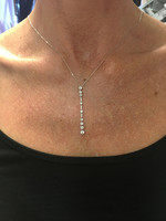 Silver and Cubic Zirconia Deco Style Drop Necklace