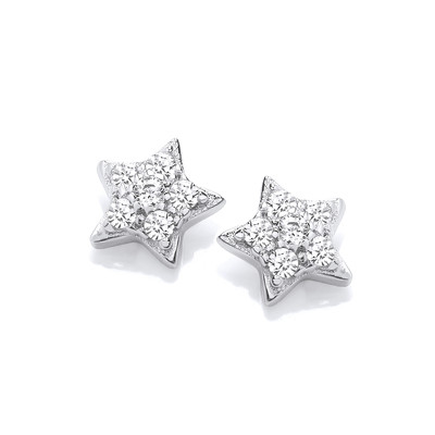 Silver & Cubic Zirconia Star Stud Earrings