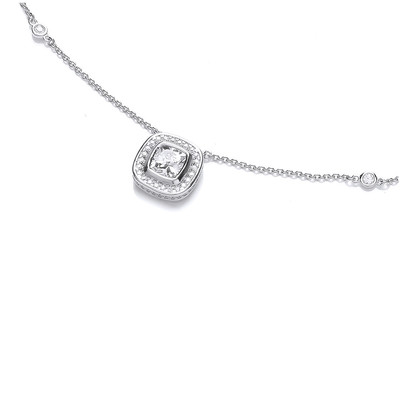 Round Surround Silver and Cubic Zirconia Necklace
