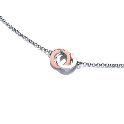 Silver and Rose Gold Linked Rings Necklace