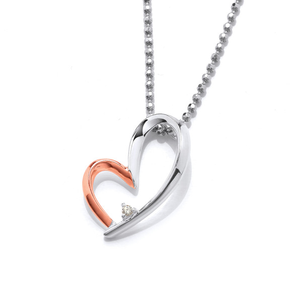 Silver and Rose Gold Happy Heart Pendant without Chain