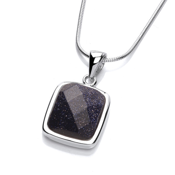 A Little Square Blue Sandstone Pendant without Chain