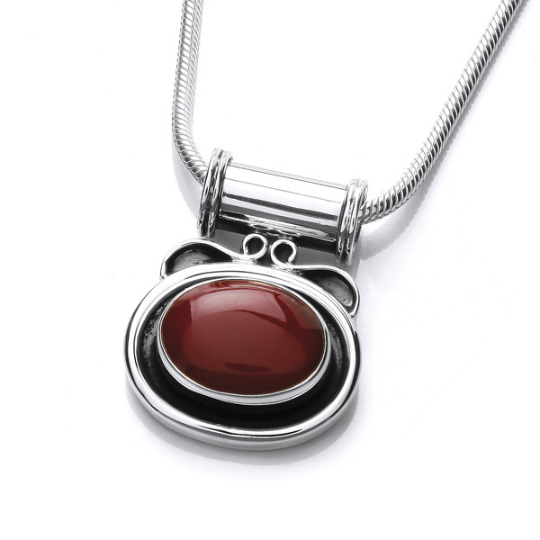 Royal Red Jasper Oval Pendant without Chain