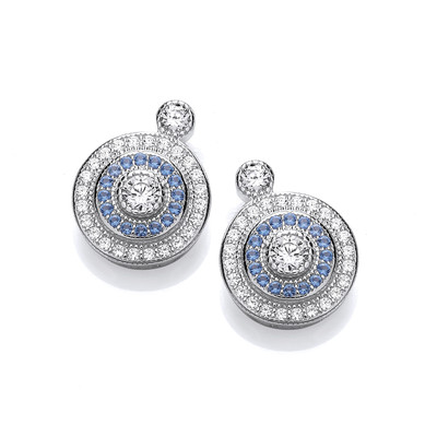 Elegant Silver & Aquamarine Cubic Zirconia Earrings