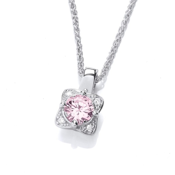 Silver & Pink Cubic Zirconia Sunshine Pendant without Chain