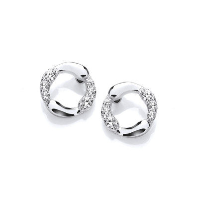 Silver & Cubic Zirconia Simple Circle Earrings