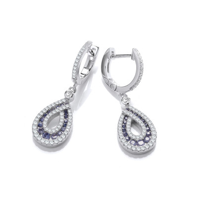 Silver & Tanzanite Cubic Zirconia Glamour Earrings