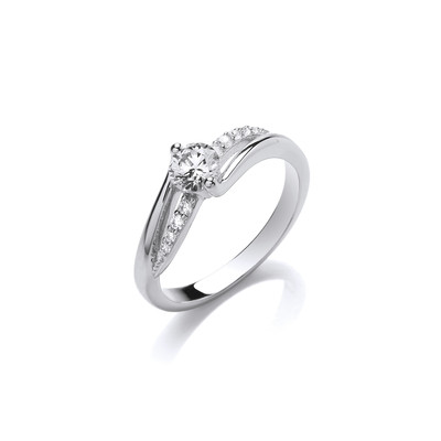 Silver & Cubic Zirconia Solitaire Twist Ring