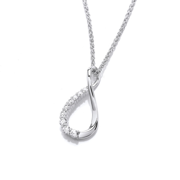 Silver & Cubic Zirconia Infinity Loop Pendant without Chain