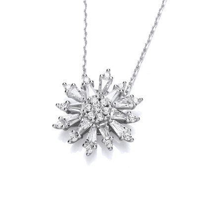 Silver & Cubic Zirconia Shining Bright Star Necklace