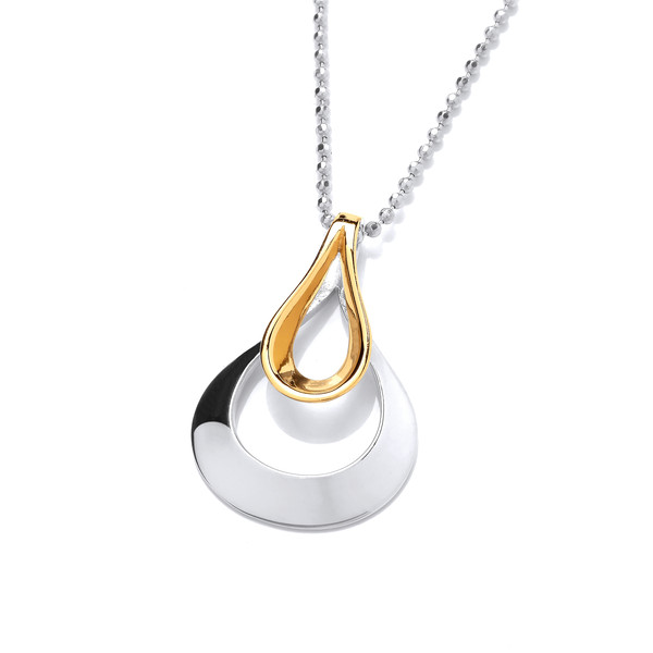 Silver & Gold Teardrop Pendant without Chain
