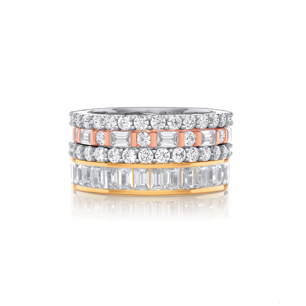 Ultimate Cubic Zirconia Four Stacking Rings