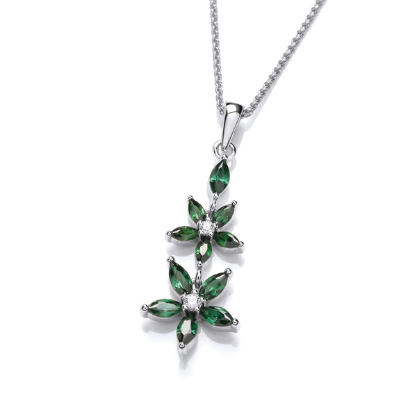 Emerald Cubic Zirconia Star Flower Pendant without Chain
