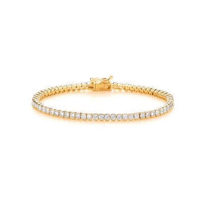 Silver, Yellow Gold & Cubic Zirconia Circles Tennis Bracelet