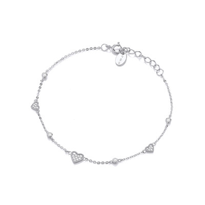 Silver & Cubic Zirconia 'Love is in the Air' Bracelet