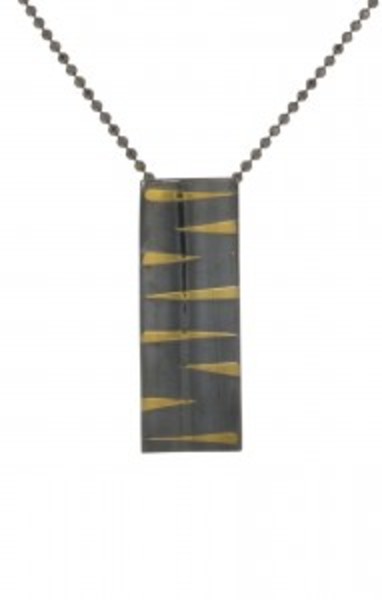 Sterling silver tiger stripes pendant with 16 - 18" Oxidised Silver Chain