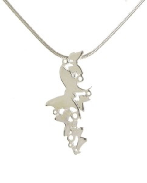 Sterling Silver Tiny Interlinked Butterflies Pendant with 16 - 18" Silver Chain