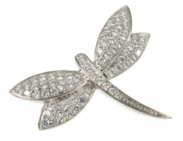 Sterling Silver and CZ Dragonfly Brooch