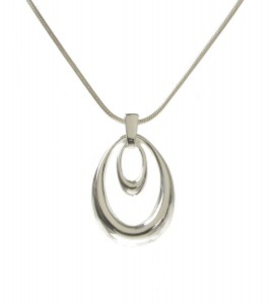 Double the Fun Silver Loop Pendant with 16 - 18" Silver Chain