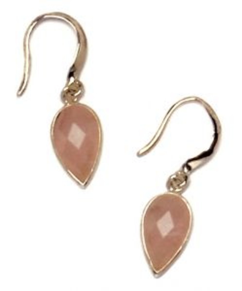 Sterling Silver and Rose Quartz Small Faceted Teardrop Earrings
