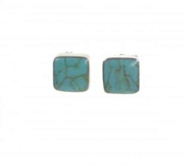 Sterling Silver and Turquoise Small Square Earrings