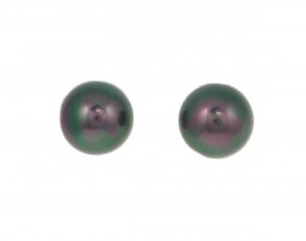 Sterling Silver and Black Shell Pearl Ball Stud Earrings