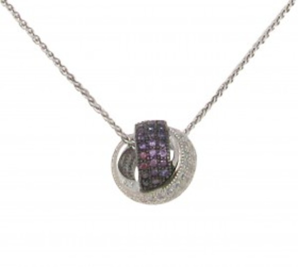 Love Knot in Purple Pendant with 16 - 18" Silver Chain