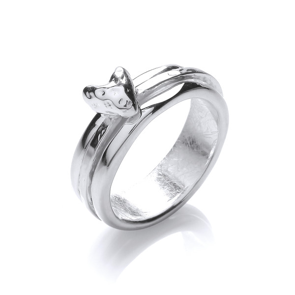 Silver Band Ring with Spinning Heart