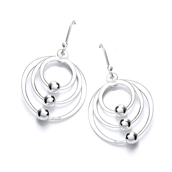 Silver Hoops and Balls Earrings