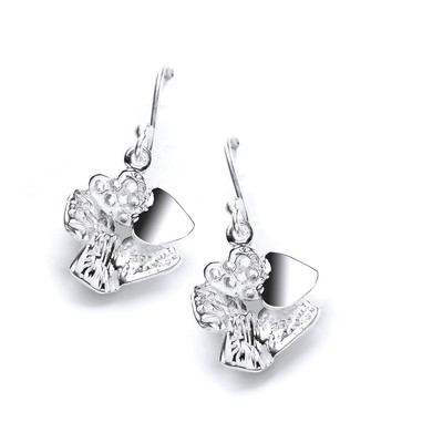 Silver Heart Cluster Earrings