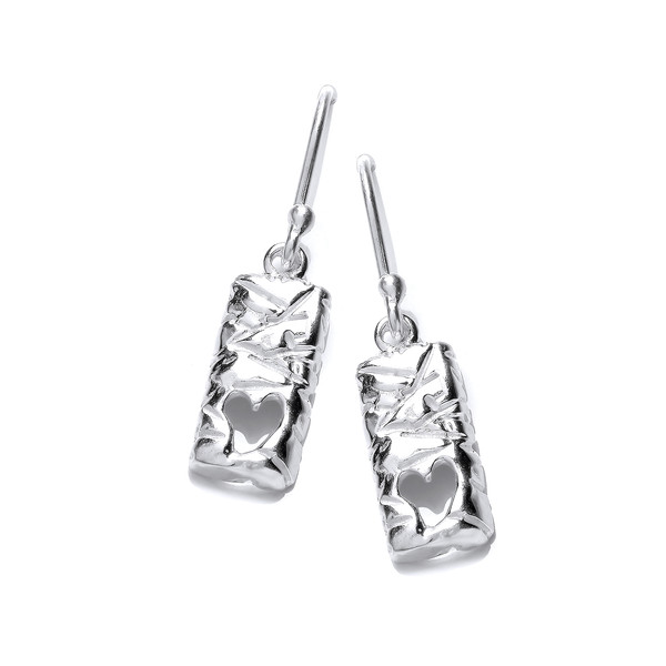 Silver Heart Ingot Earrings