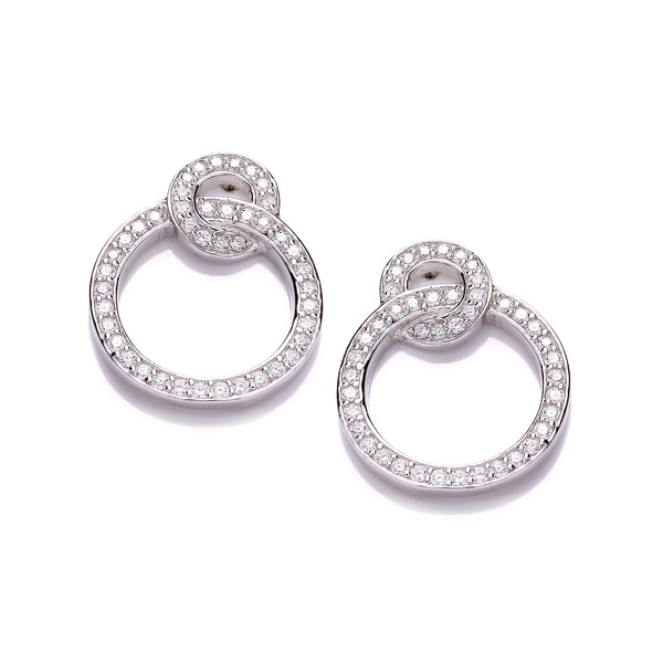 Silver and Cubic Zirconia Linked Circle Earrings