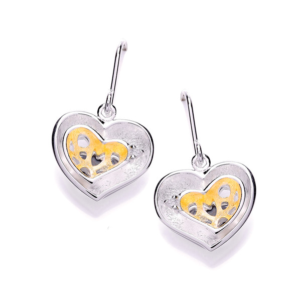 Gold Vermeil and Brushed Silver Double Heart Earrings