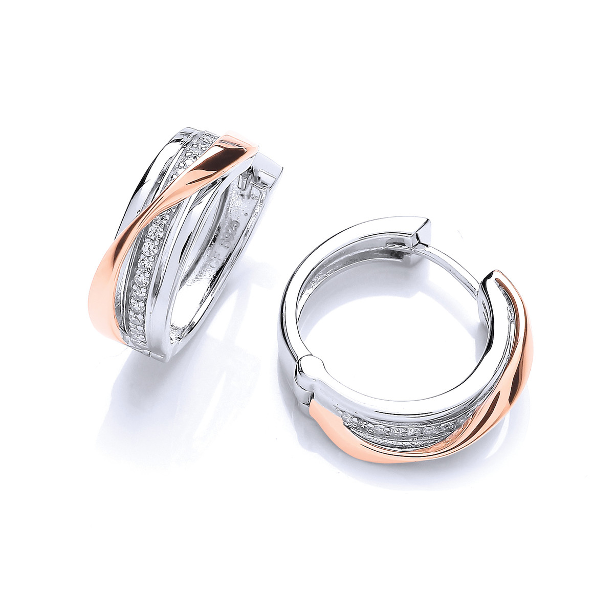 9ct Rose Gold Morganite With Diamond Accents Huggie Earrings in Pink   Angus  Coote