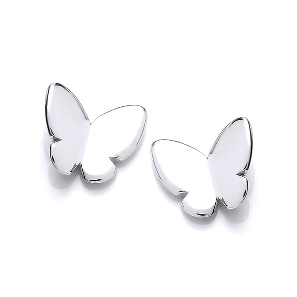 Simple Silver Butterfly Stud Earrings
