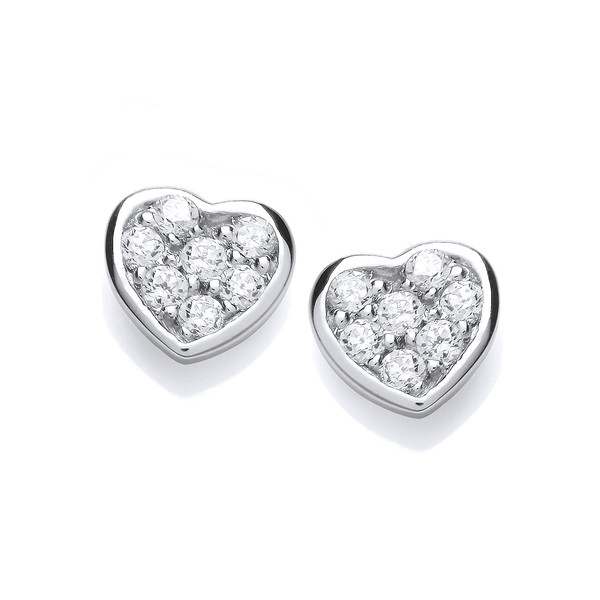 Tiny Cubic Zirconia Studded Heart Earrings