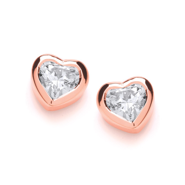 Rose Gold and Cubic Zirconia Solitaire Earrings