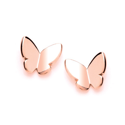 Simple Rose Gold Plated Butterfly Stud Earrings